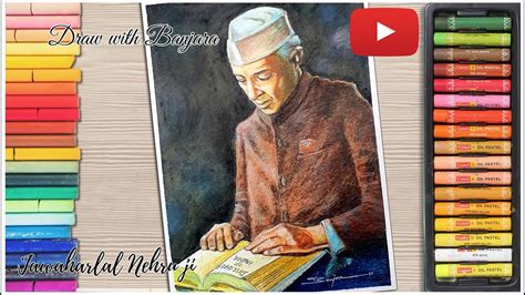 Oil Pastel Drawing For Beginners Painting Of Jawaharlal Nehru Ji