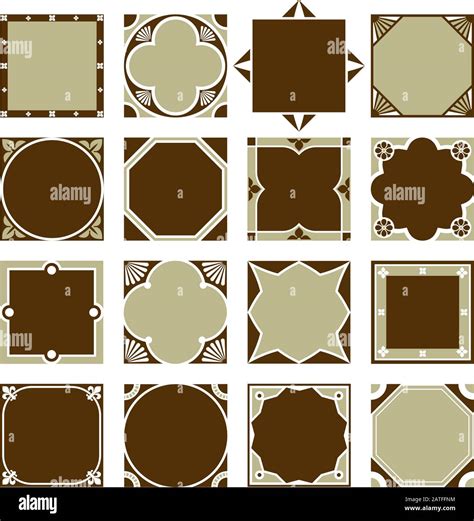 Collection Of Square Decorative Border Frames Ideal For Vintage Label