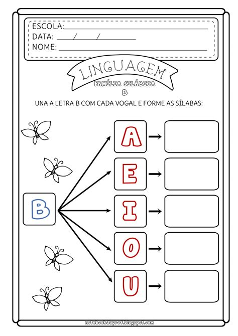 Notebook Da Profª Atividade Família Silábica Do B Consciência Fonológica