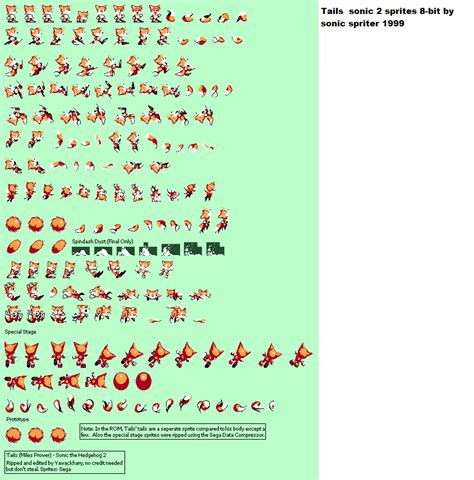 Sonic 2 Tails Sprite Sheet