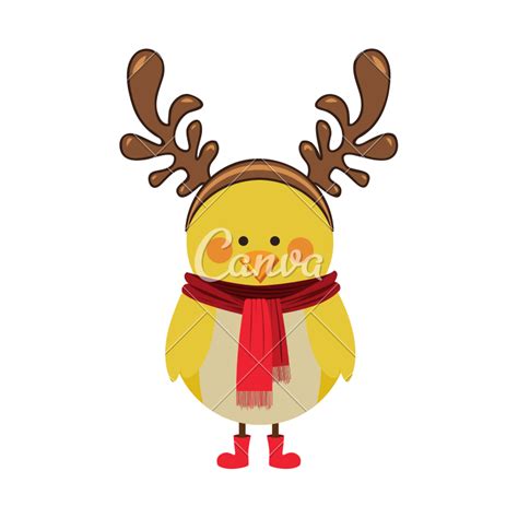 Christmas Chicken Cartoon Icons By Canva