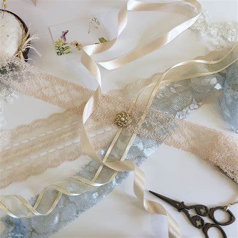 Vintage Lace Layers Garter In A Decadent Nude Blue And Gold Ruffle