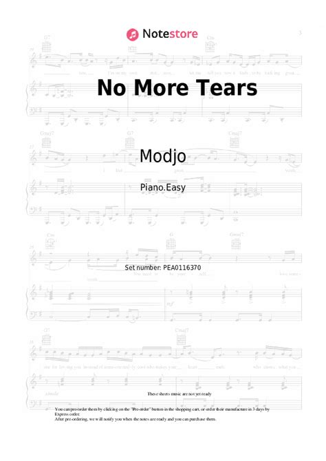 Modjo No More Tears Sheet Music For Piano Download Pianoeasy Sku