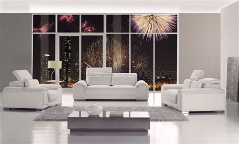Leather Contemporary 3pc Living Room T93 White