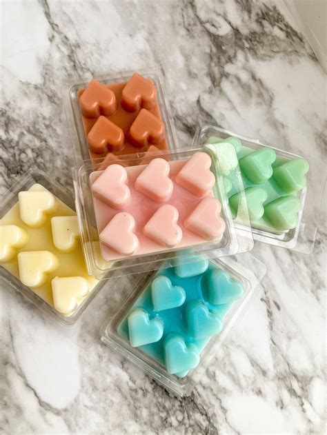 6 For 20 Heart Shaped Scented Soy Wax Melts Clamshell Wax Etsy