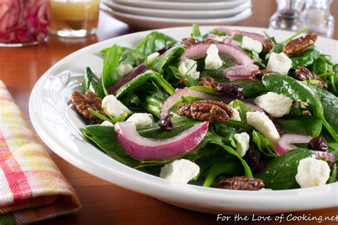 Spinach And Arugula Salad With Marinated Onion Feta Cranberry And