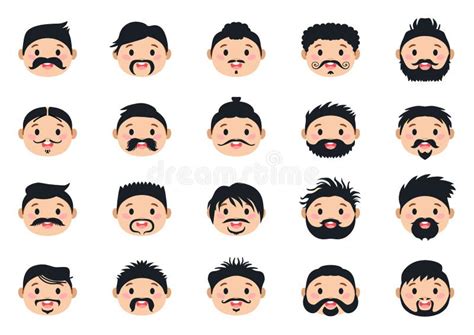 A Cartoon Men Hairstyles Set Vector Illustration Stock Vector