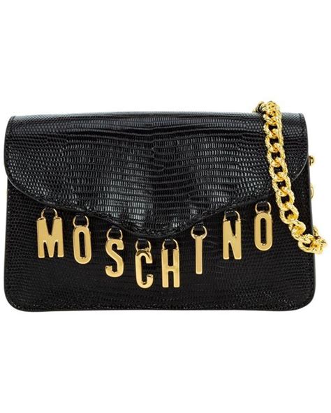 Moschino Leather Lettering Charm Crossbody Bag In Black Lyst
