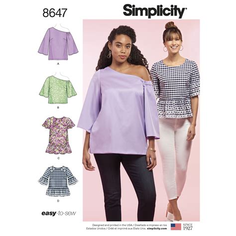Simplicity 8647 Misseswomens Easy Tops Women Top Sewing Pattern