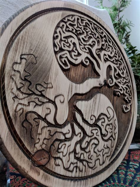 Yin Yang Wall Art Wood Yin Yang Yin Yang Tree Of Lifeyin Yang Tree Of