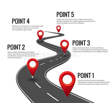 Illustration About Road Infographic Curved Road Timeline With Red Pins