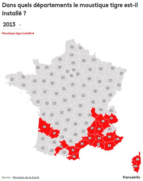 Map Visualize How The Tiger Mosquito Has Colonized France Over The