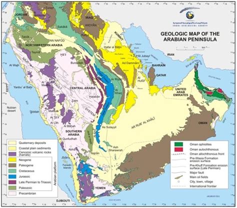 Geologic Map Of Saudi Arabia Showing The Eastward Bulge In Outcrop That