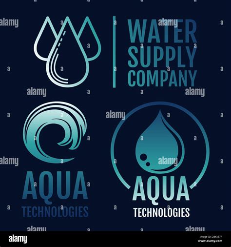 Clean Water Logo Collection Water Supply And Aqua Labels Vector