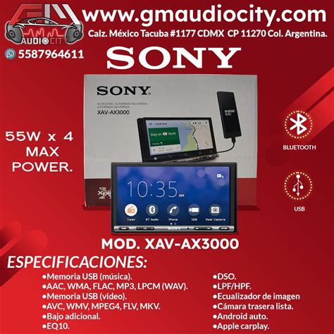 Sony Xav Ax3000 2 Din Carplay Android Auto Bt Usb Autoboutique Gm