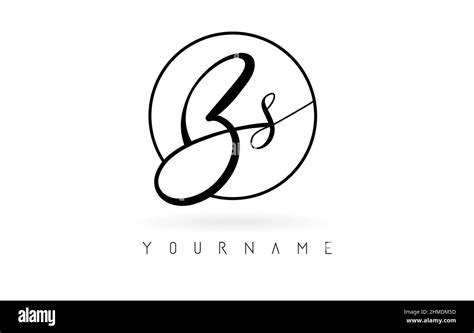 Handwritten Letters Bs Logo Design With Simple Circle Vector