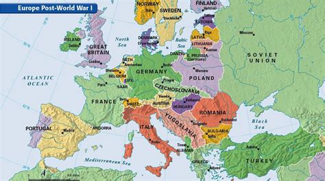 Post Ww1 Map Of Europe Countries Western World Maps