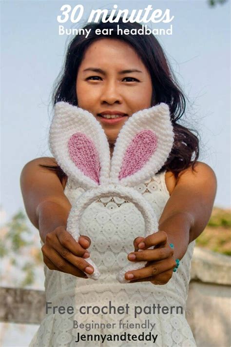 Easy Crochet Easter Bunny Ears Headband Pattern Jenny And Teddy