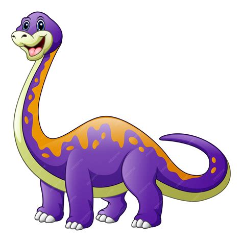 Cartoon Ein Lila Dinosaurier Mit Einem Langen Hals Diplodocus Premium