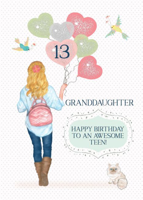 Granddaughter 13th Birthday To Teen Girl With Balloons Card Birthday Card Craft Simple Birthday