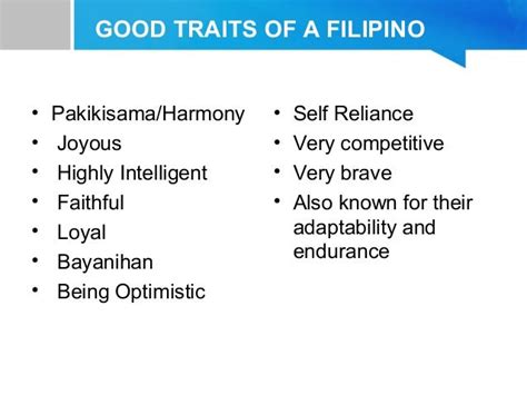 Character Traits Of Filipino People