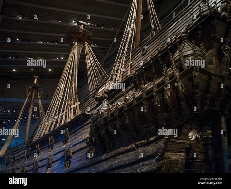 Low Angle View Of Historic Vasa Warship At Vasa Museum Stockholm