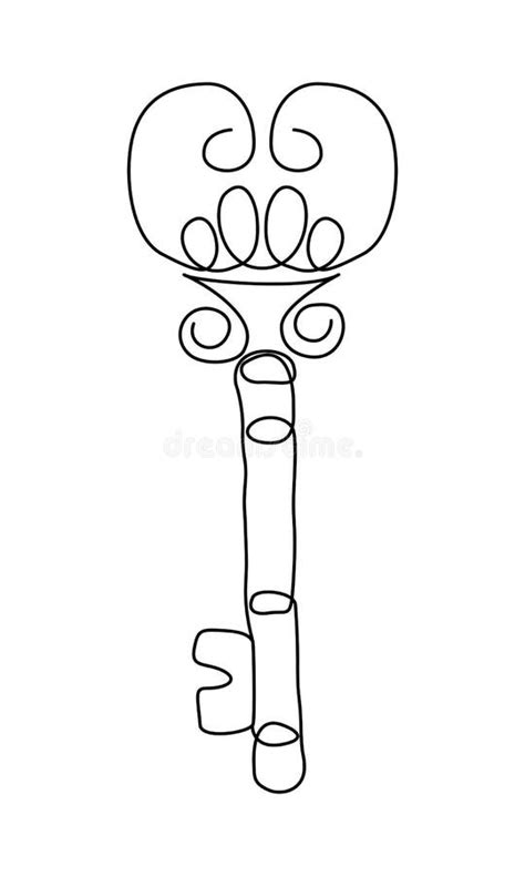 One Line Key Drawing Continuous Line Art Of Antique Old Key For Real