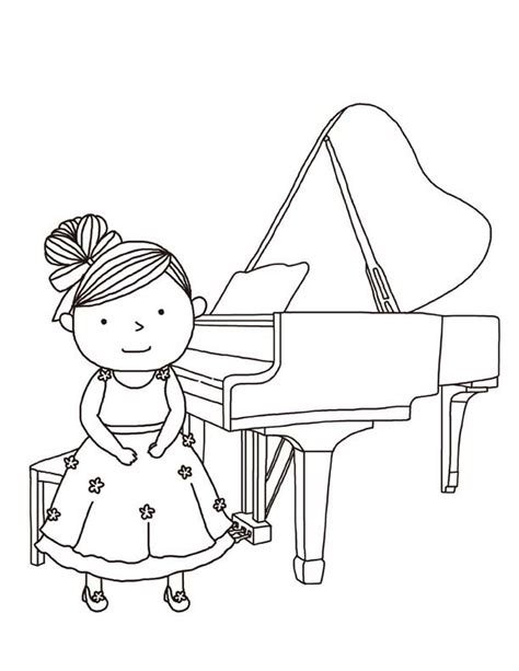 Desenho De Menina Tocando Piano Para Colorir Tudodesenhos