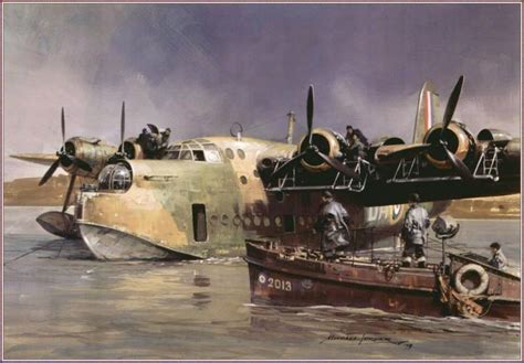 Short Sunderland Flying Boat Aircraft Painting Flying Boat Aircraft Art