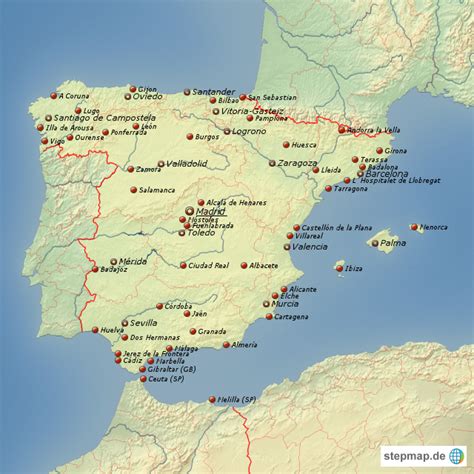 Tripadvisors spanien karte mit hotels, pensionen und hostels: Spanien physisch von Wilk96 - Landkarte für Spanien