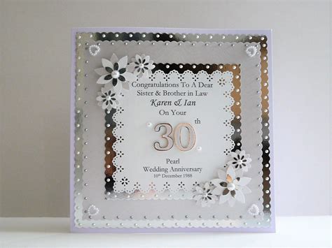 Th Pearl Wedding Anniversary Card For Wife Husband Mum Etsy UK Wedding Anniversary Cards
