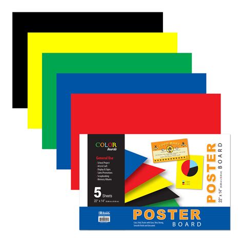 Bazic 22 X 14 Asst Color Poster Board 5pack Bazic Products