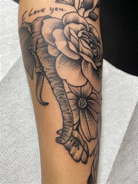Unify Tattoo Company Tattoos Shane Heisler Elephant And Flowers