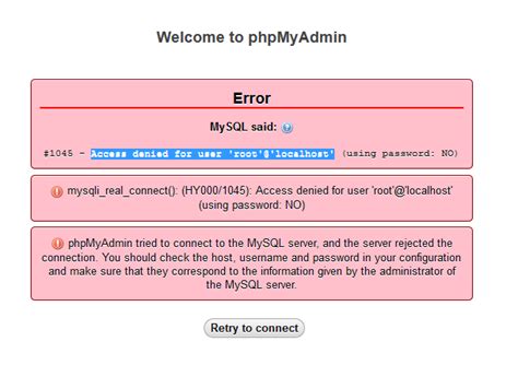 This tutorial covers the process of installing and securing phpmyadmin on an ubuntu. Unable to login to phpMyAdmin in XAMPP: Access denied for ...