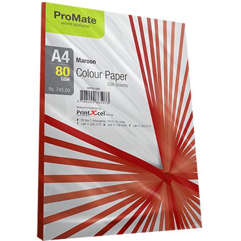 Promate Color Paper Maroon A4 80gsm 250 Sheets Pack Devmina