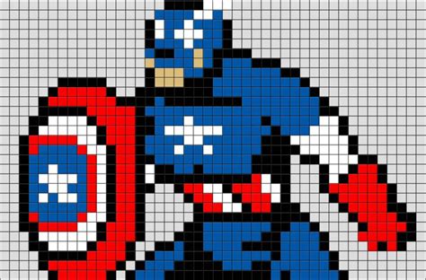 Captain America Pixel Art Pixel Art Pixel Art Templates Art