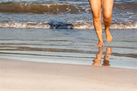 Beautiful Woman Legs On The Beach At Sunset Stock Image Image Of