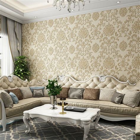 10m 3d New Vintage Luxury Gold Damask Wallpaper Embossed Textured Non