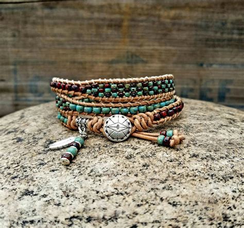 Beaded Leather Wrap Bracelet For Women Native American Etsy Canada