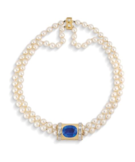 Sapphire Diamond And Cultured Pearl Necklace