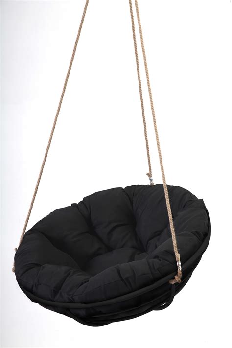 Decorating Black Framed Hanging Papasan With Rope Hanging Chair