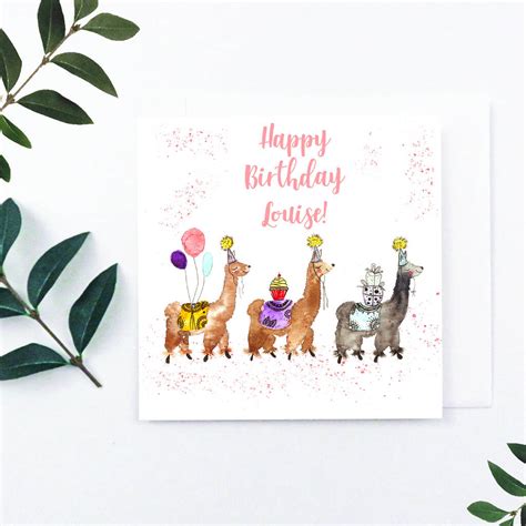 Personalised Llama Birthday Card By Free Hand Free Mind