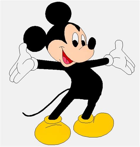 Mickey Mouse With His Arms Out And Eyes Wide Open Pointing To The Left
