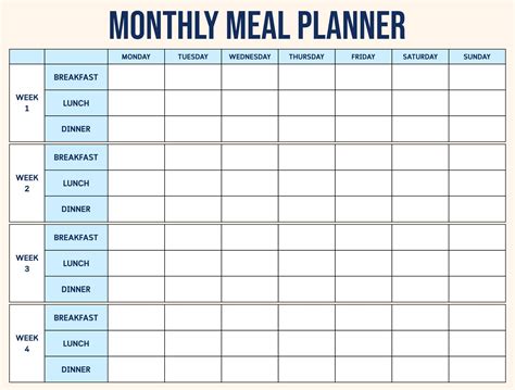 7 Best Blank Meal Planner Sheet Printable