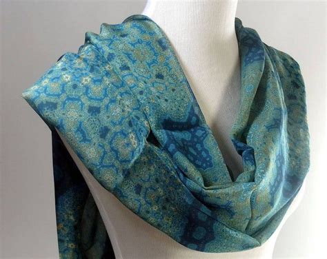 Floral Summer Scarf Mint Chiffon Scarf Handpainted Scarf Etsy Long