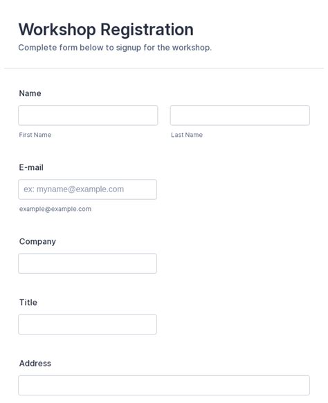 Workshop Registration Form Template Jotform
