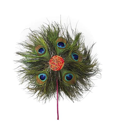 Wi Natural Beautiful Peacock Feather Pankh Hand Fan For Luck And Decor