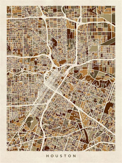 Houston Texas City Street Map Digital Art By Michael Tompsett Fine