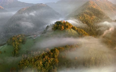 Mist Landscape Nature Aerial View Mountain Fall