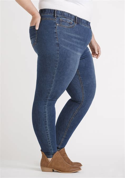 Womens Plus Size Pull On Skinny Jeans 29 Warehouse One